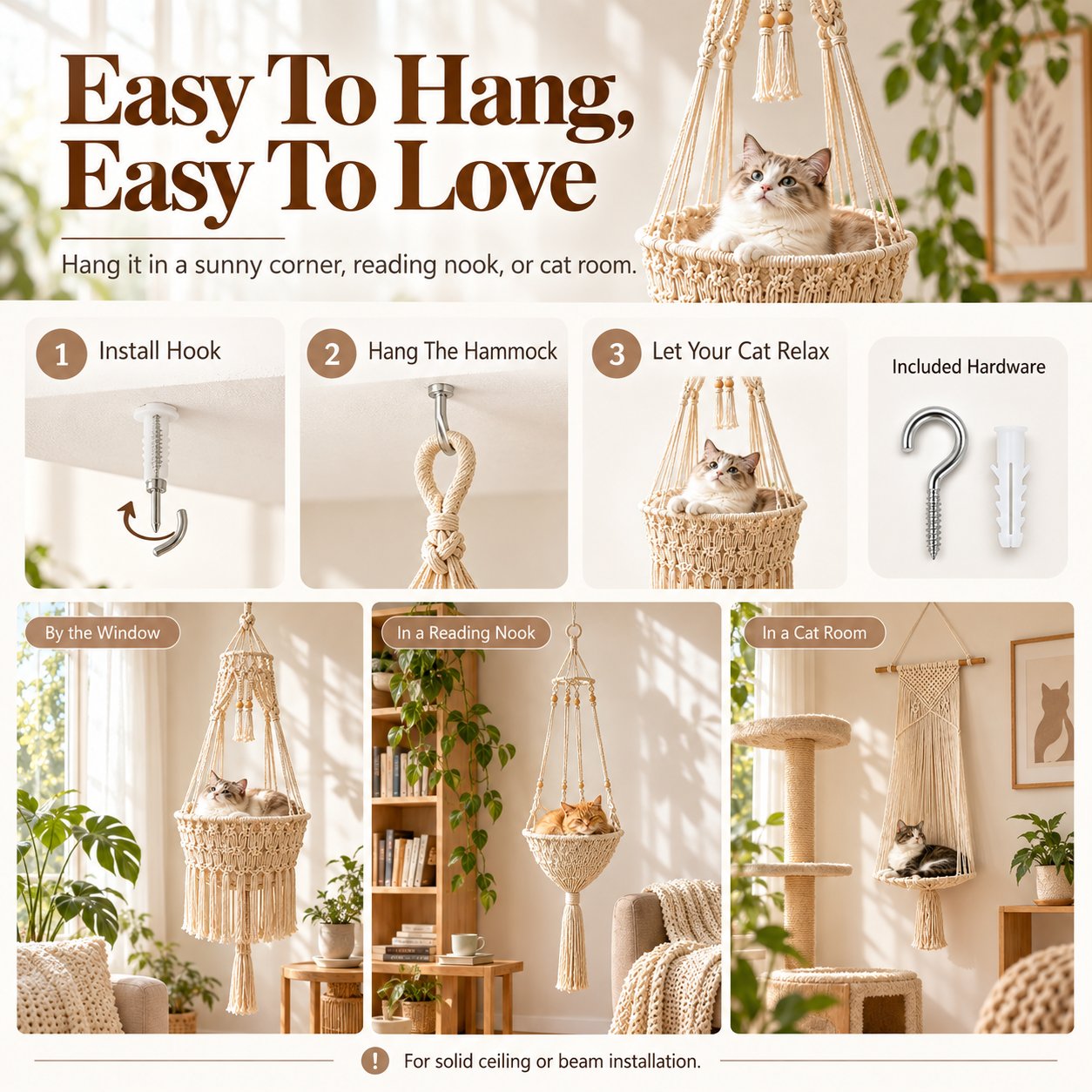 How to Install Macrame Cat Hammock