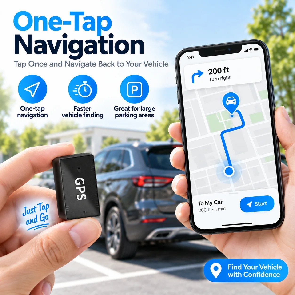 GPS tracker one tap navigation