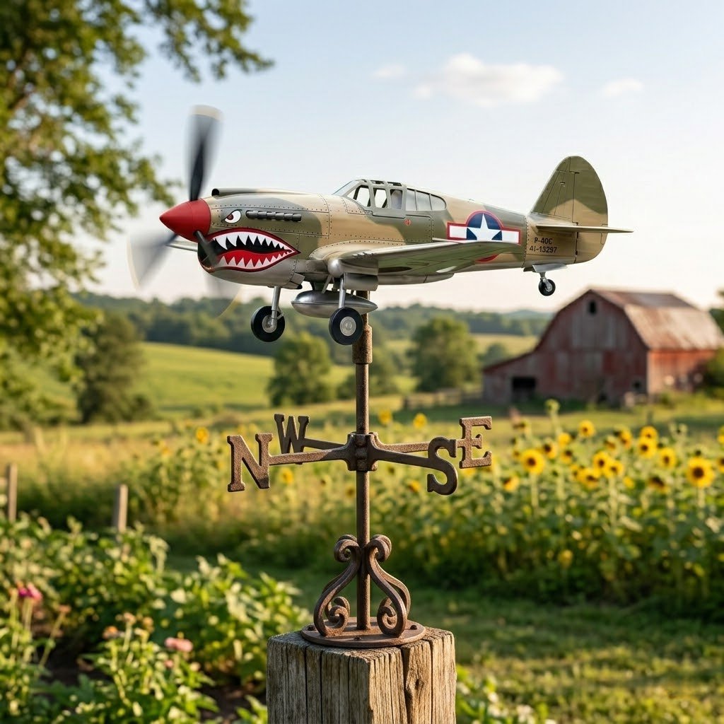 Shark Mouth Warplane Garden Wind Spinner Shark Mouth Warplane Garden Wind Spinner