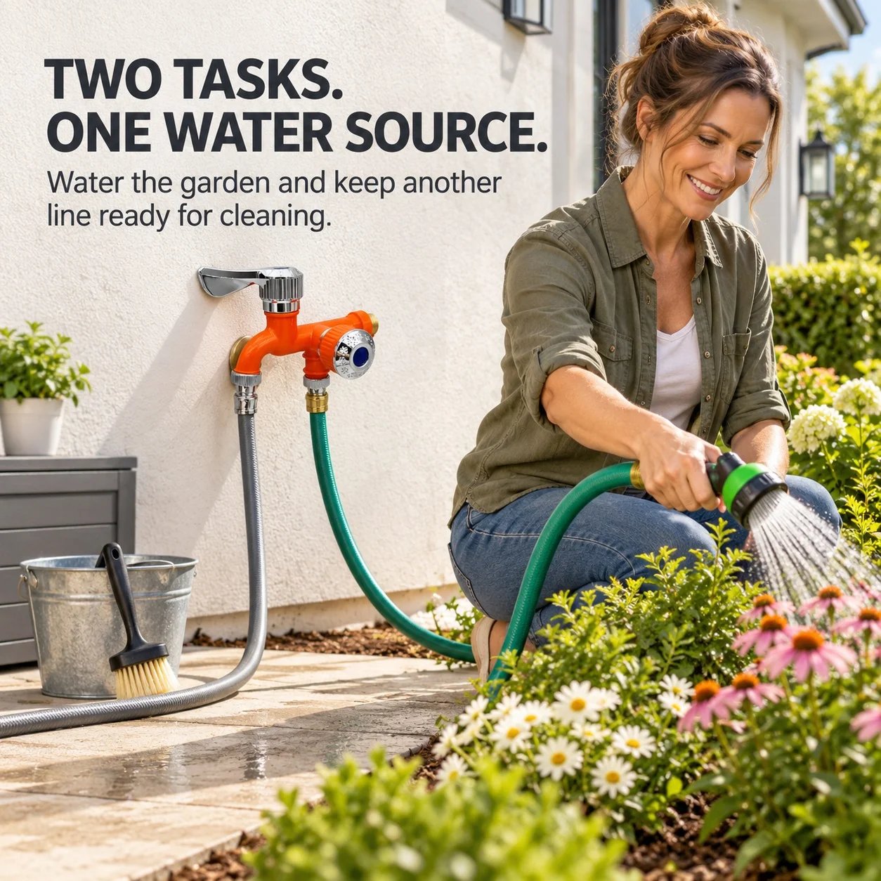 Two Tasks One Water Source Dual Faucet Application