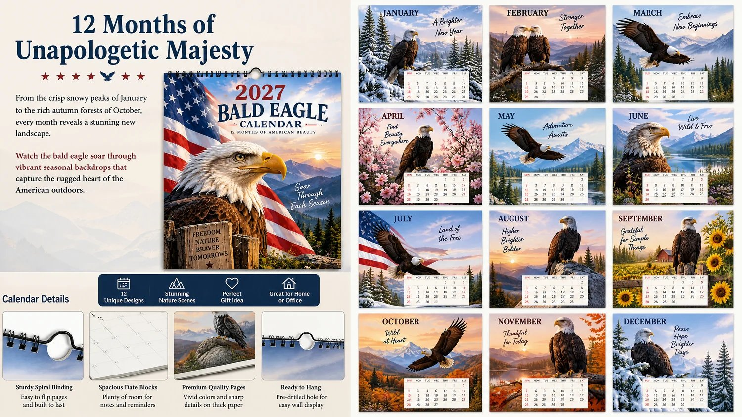 Bald Eagle Calendar Inspirational Messages