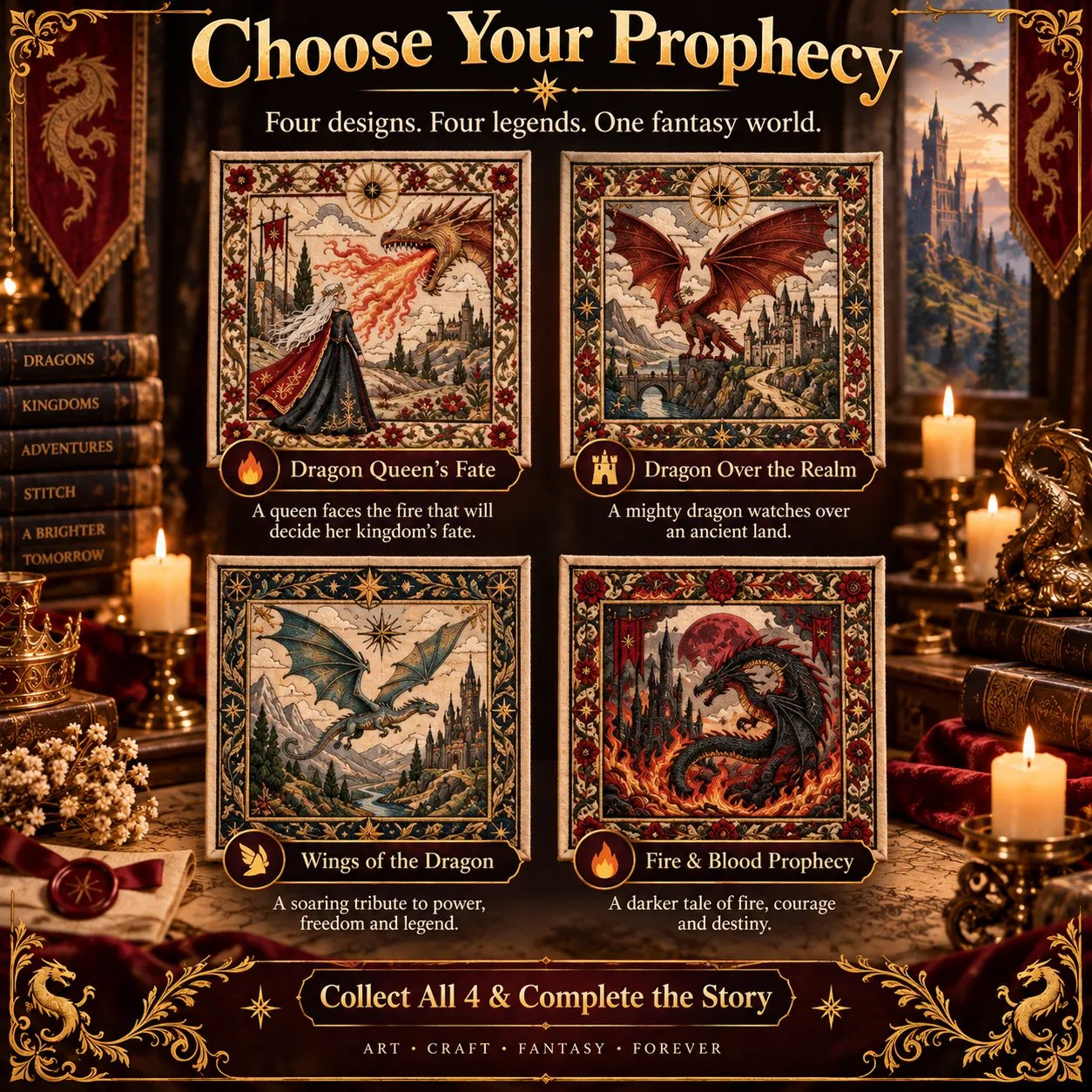 Fantasy embroidery kit supplies