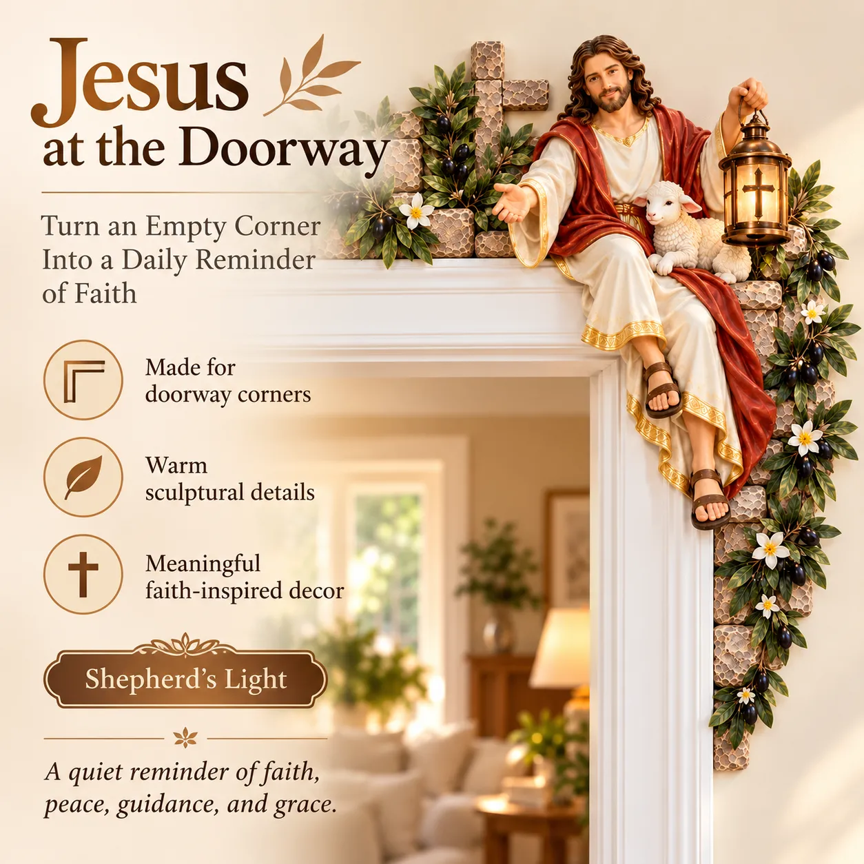 Jesus at the Doorway faith-inspired doorway corner decor