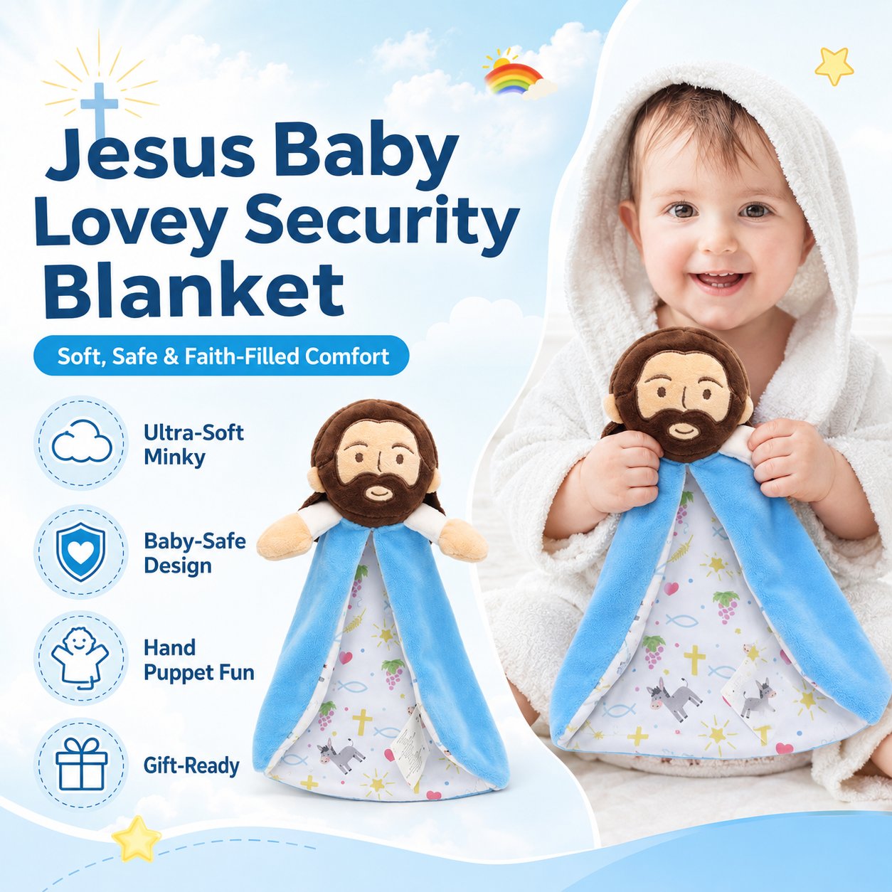 Jesus baby lovey security blanket