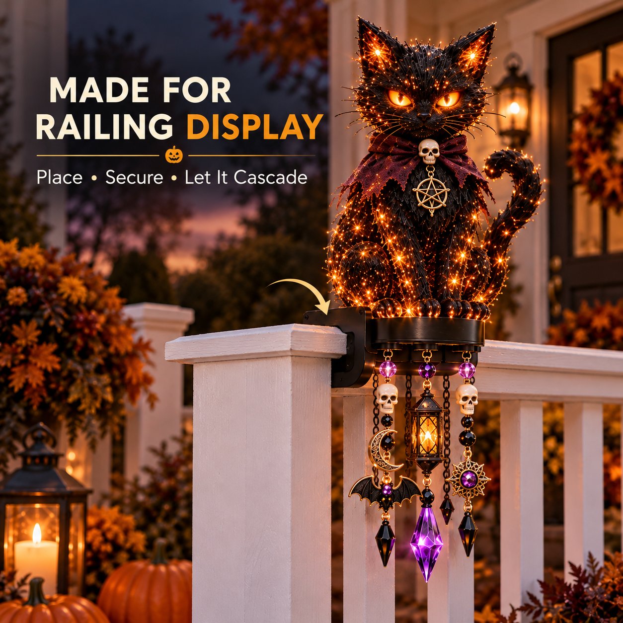 Multiple Halloween Railing Character Lights