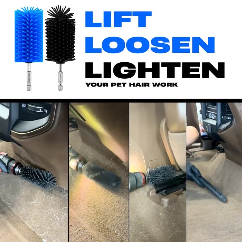 Silicone drill brush for automotive detailing