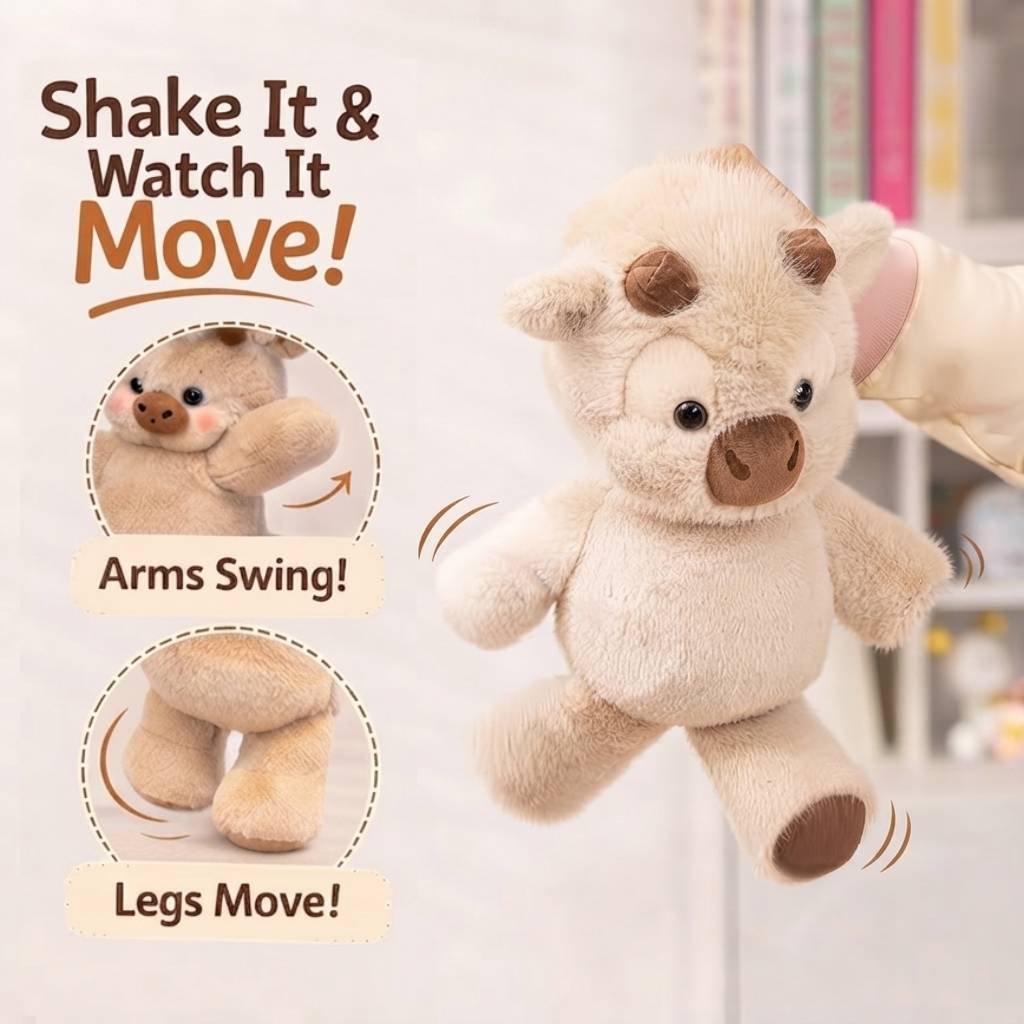Interactive running design of the Highland cow plush toy