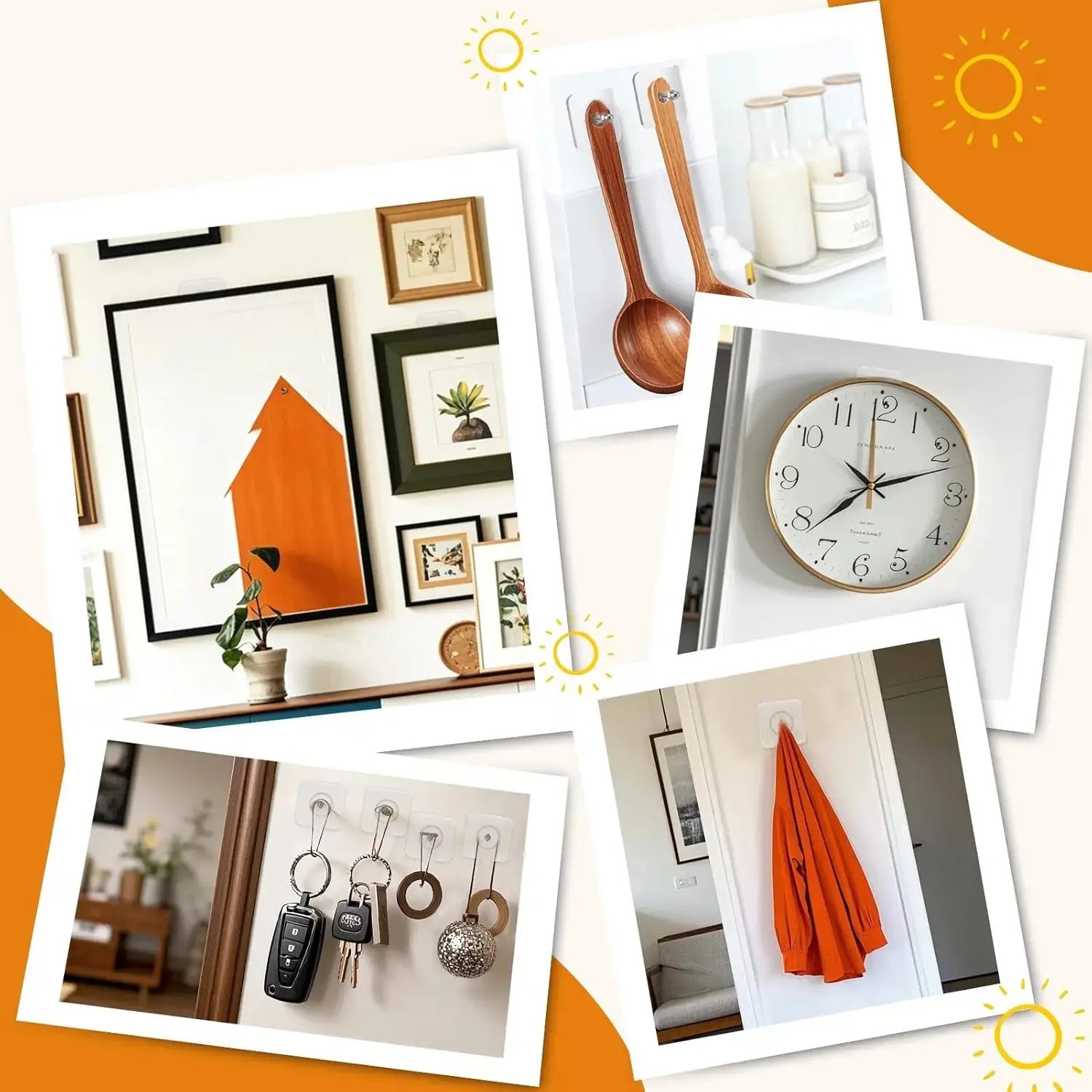 Self-adhesive wall hooks installed