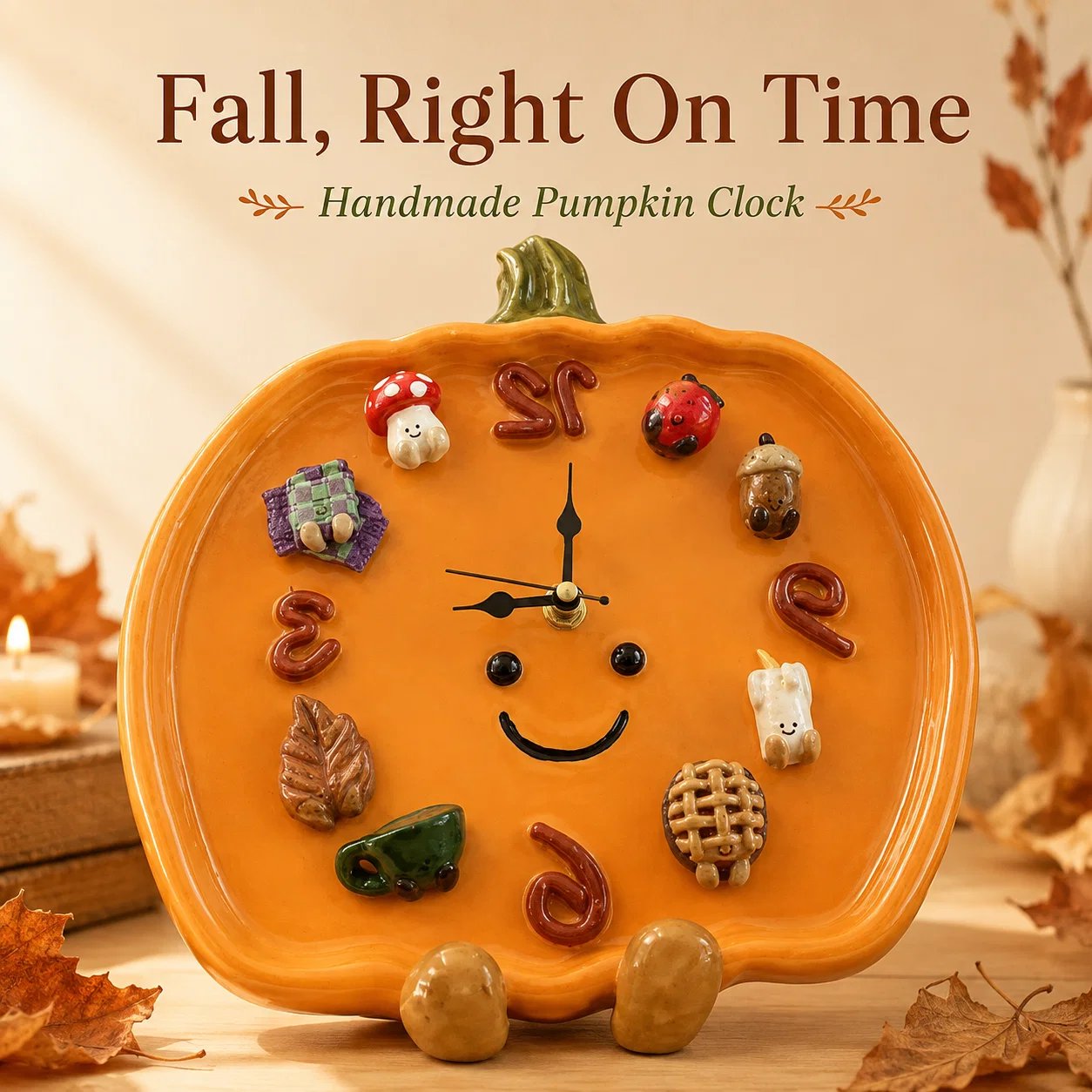 Made to order handmade pumpkin clock