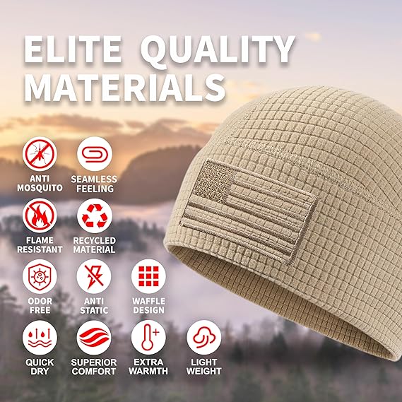 Waffle watch cap fabric detail