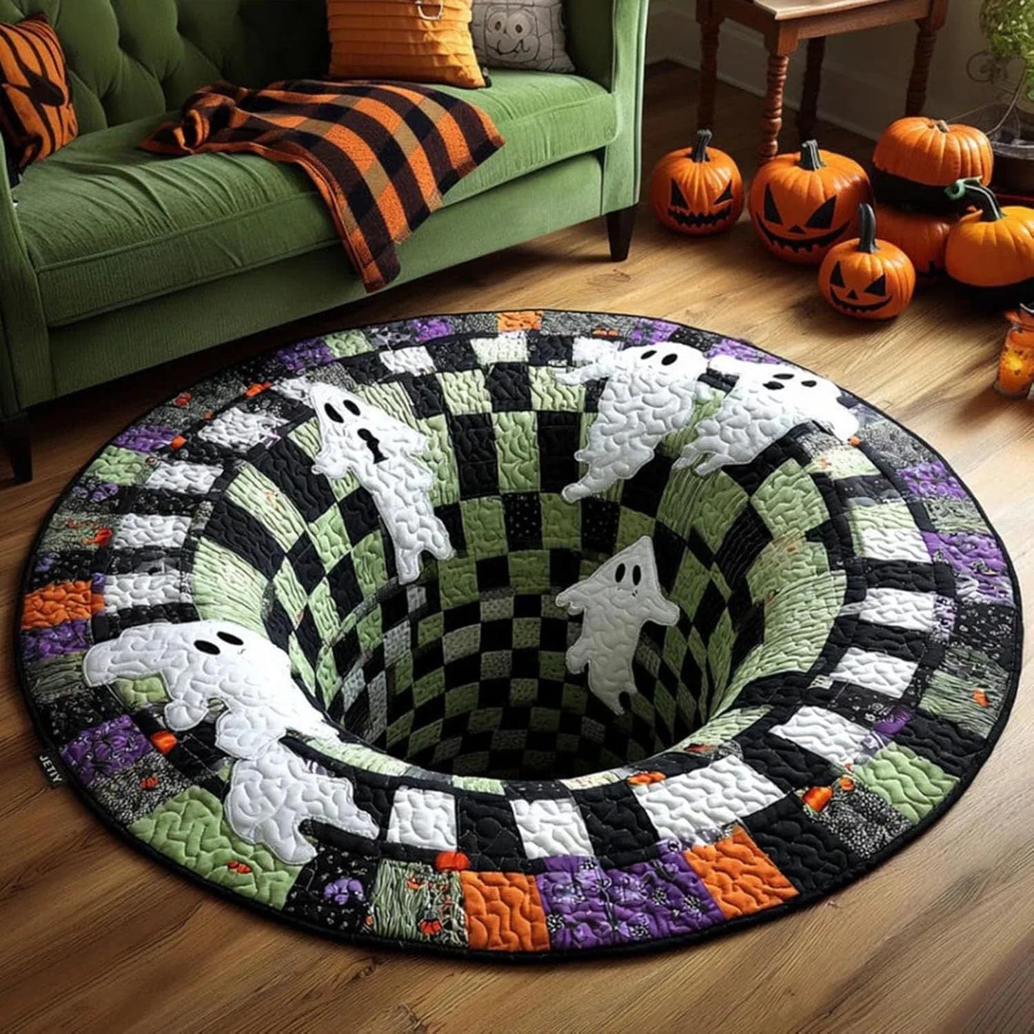 Ghost style 3D Halloween round rug