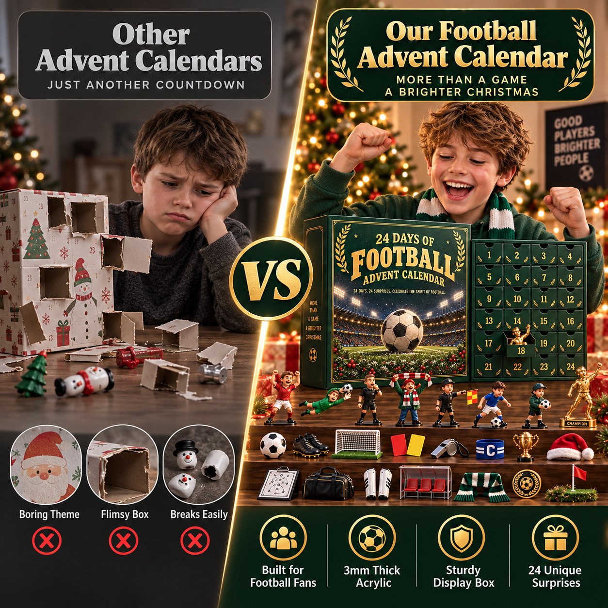 Soccer Fan 24-Day Advent Calendar – Acrylic Miniatures product overview
