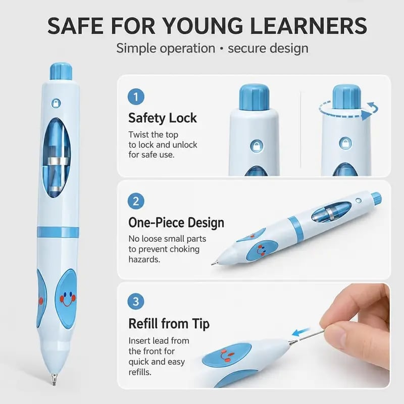 Ergonomic pencil designed for beginner writing practice