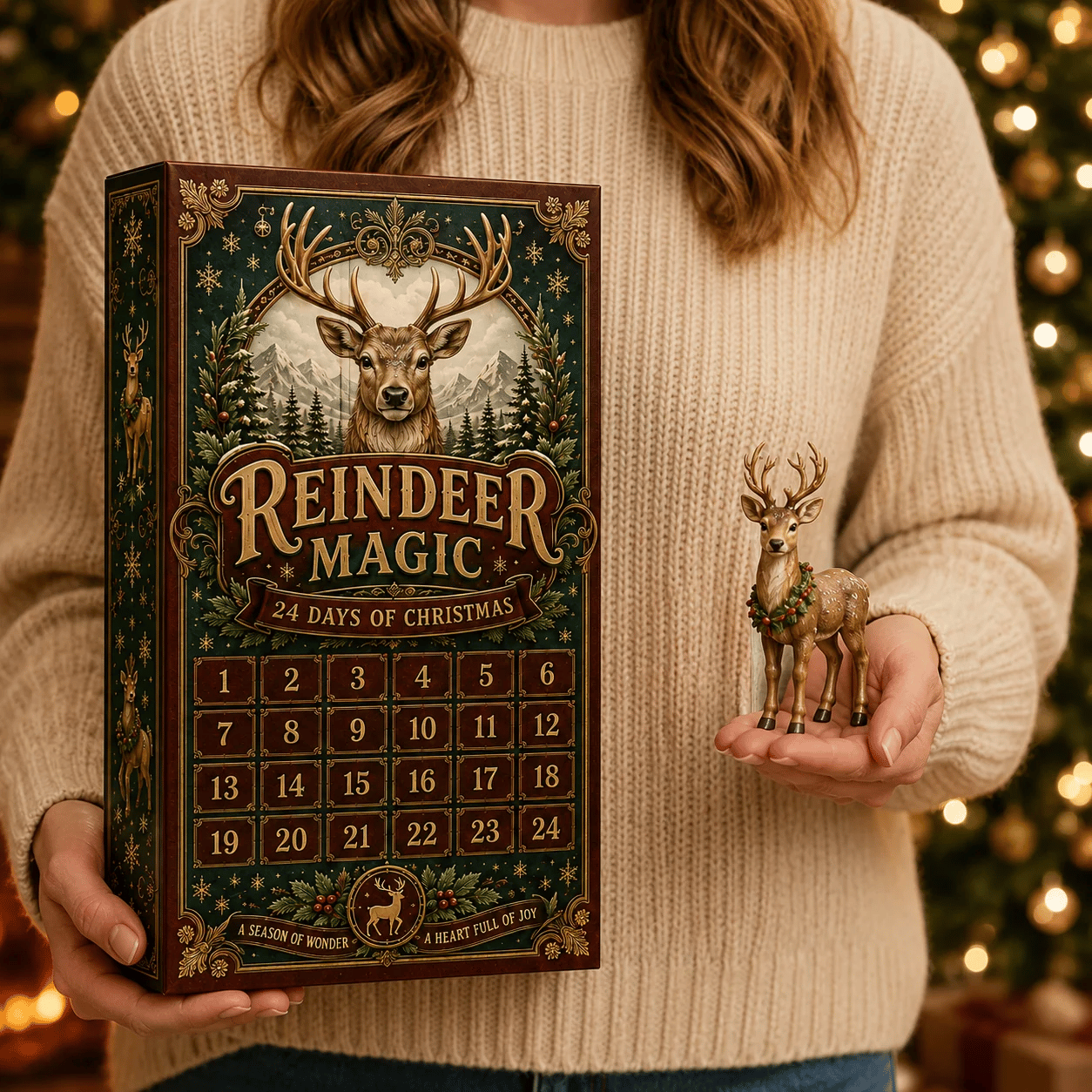 Festive reindeer figurine details
