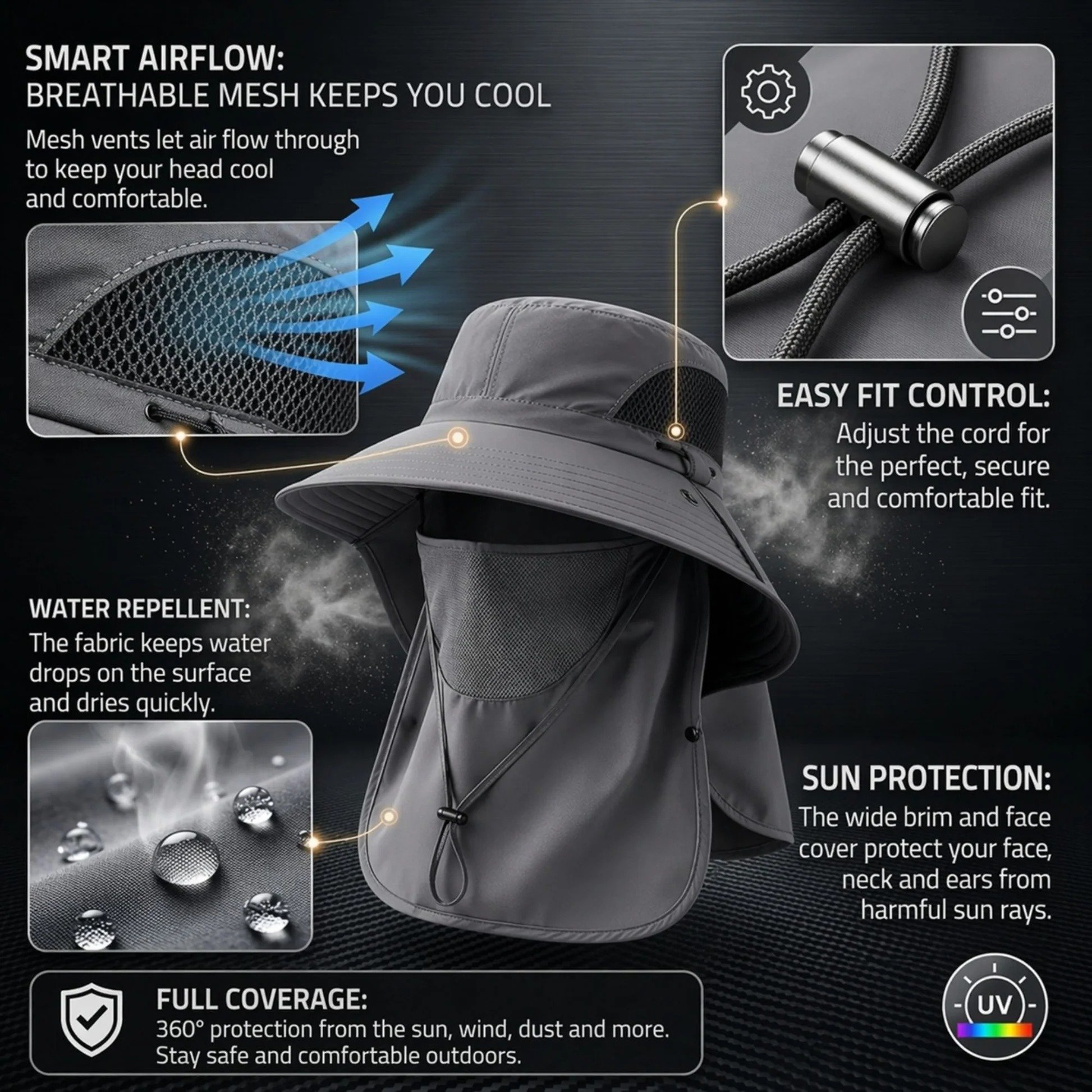 Breathable mesh outdoor sun hat