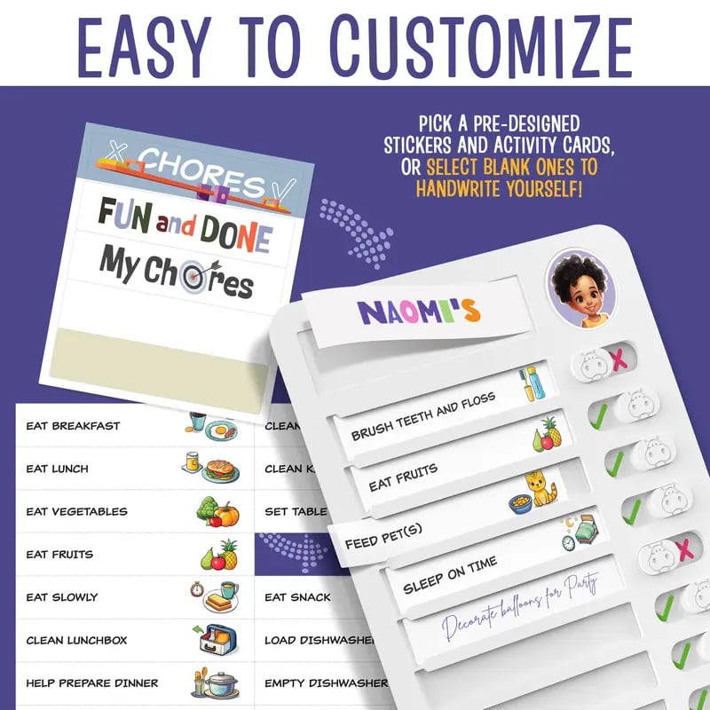 Durable FUN and DONE routine board for children