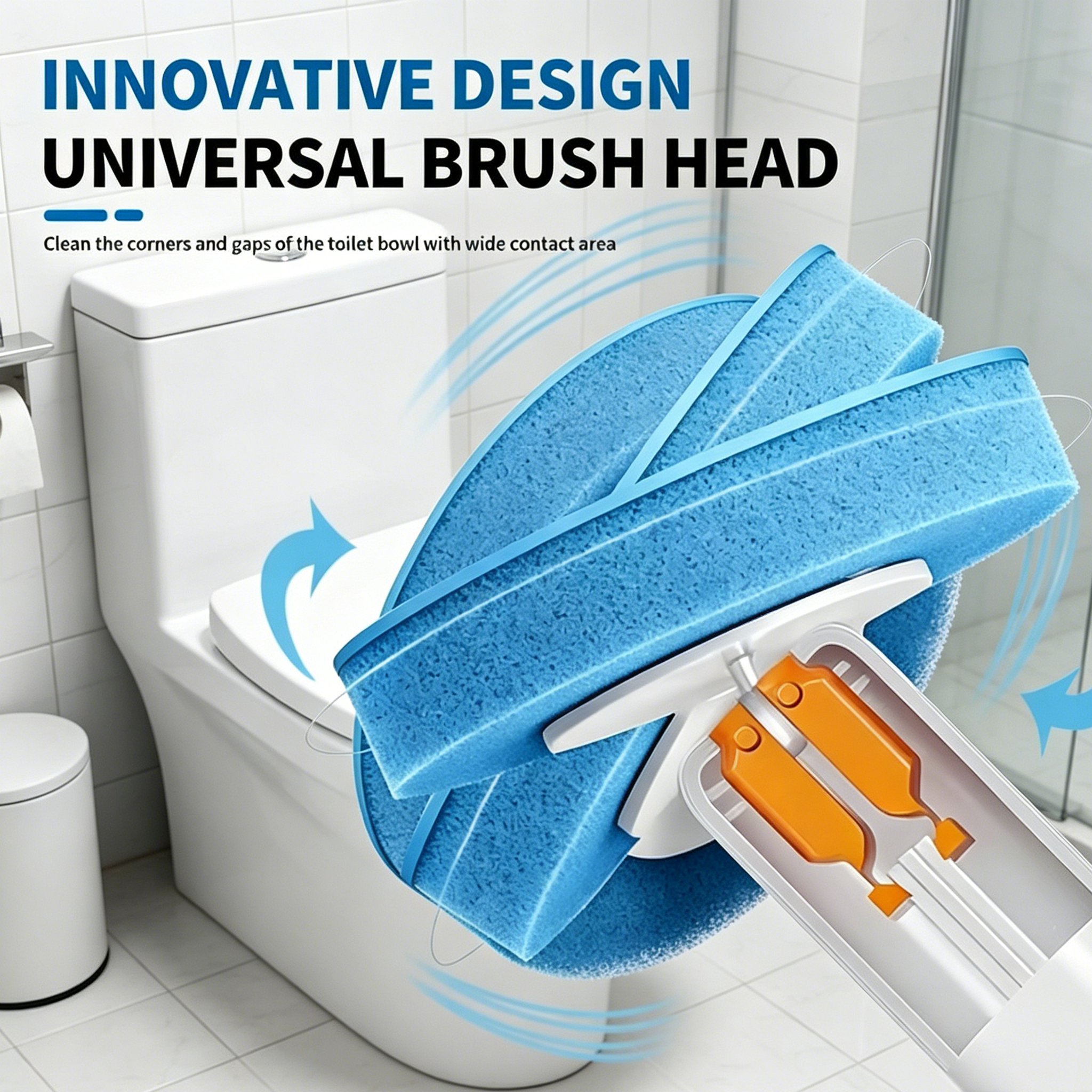 360 degree rotating toilet brush head