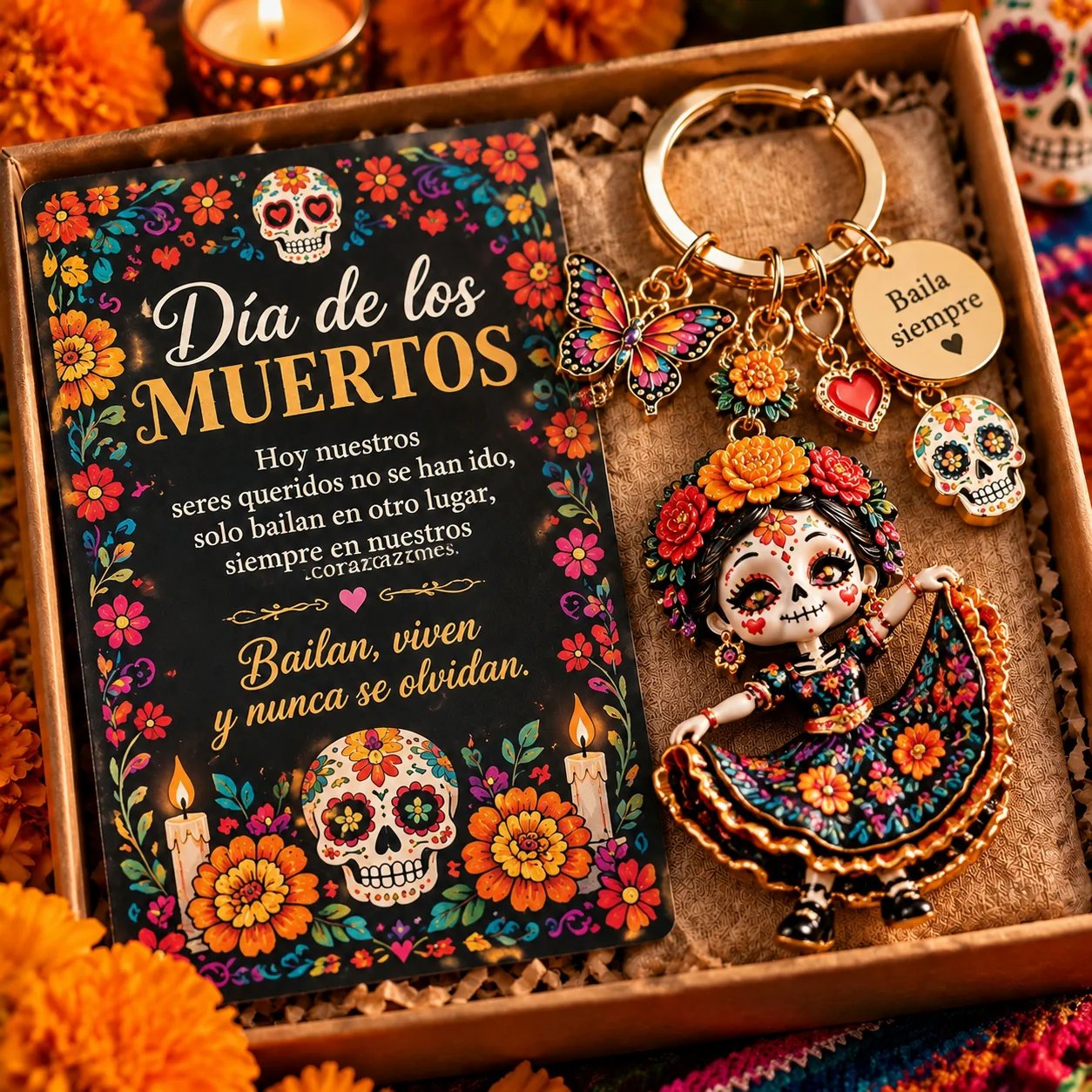 Día de Muertos keychain styles