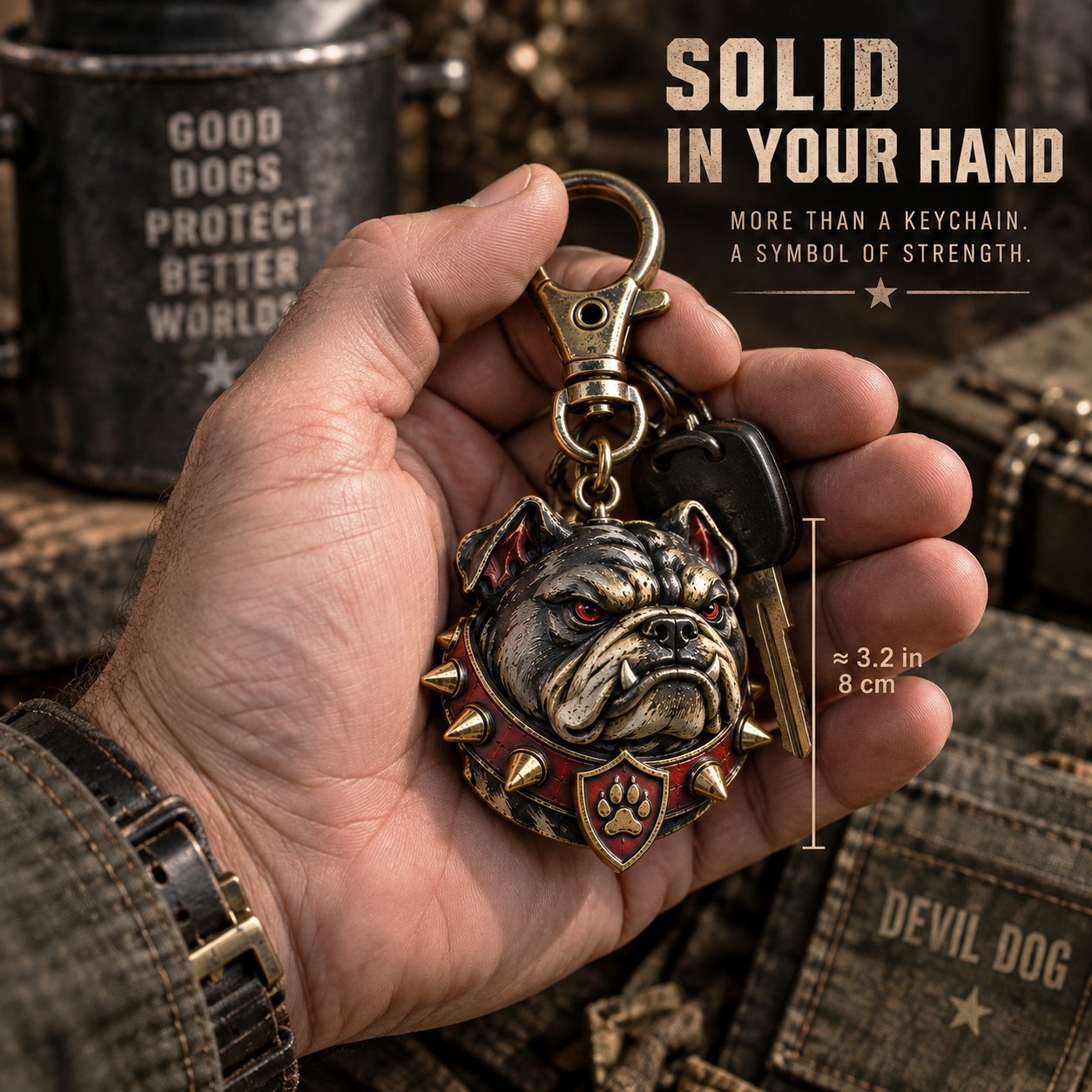 Devil Dog keychain gift presentation