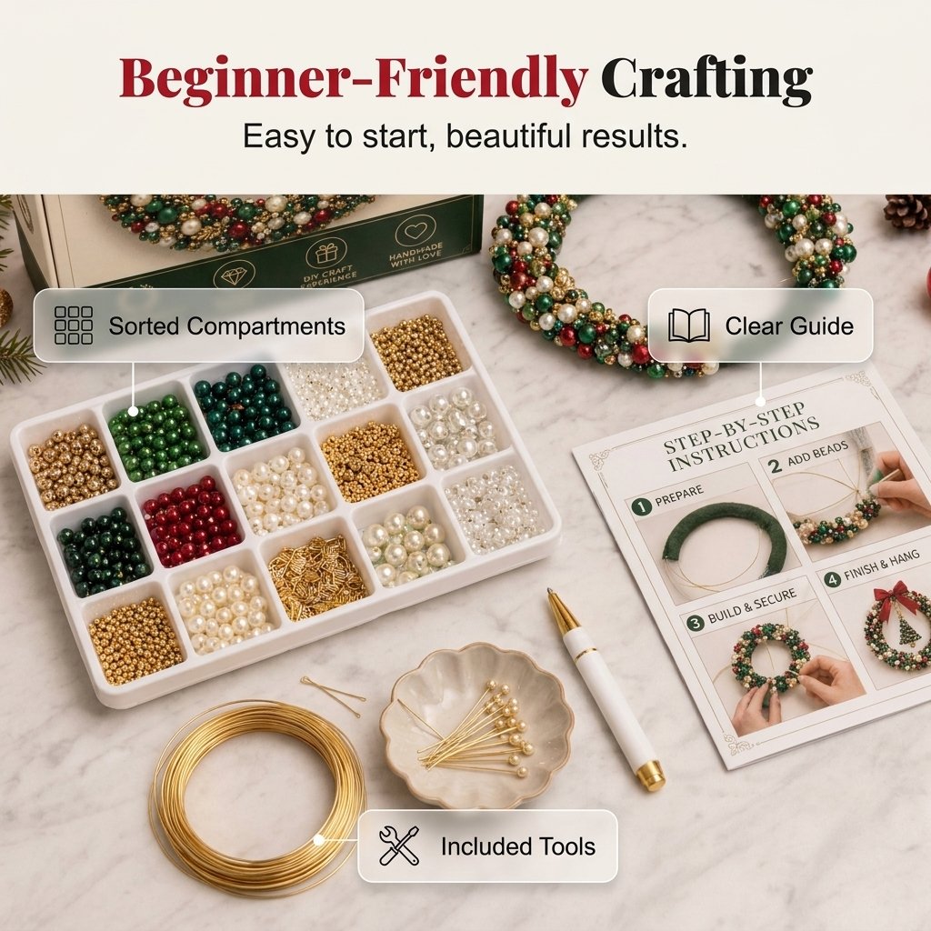 Beginner friendly DIY Christmas pearl wreath