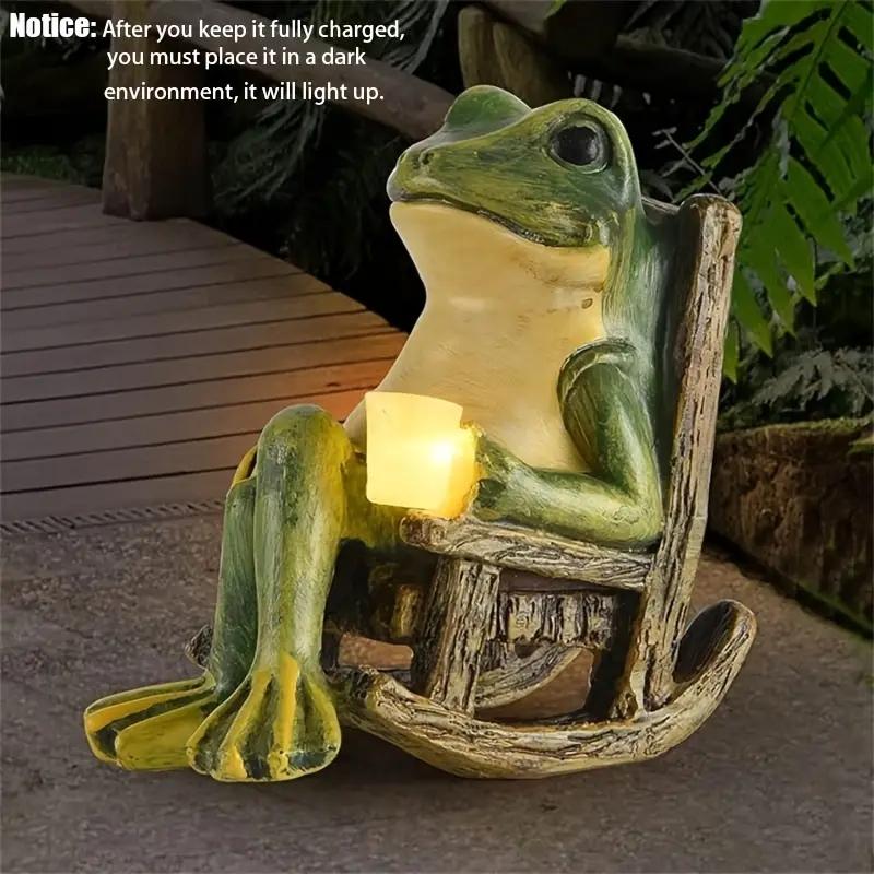 Solar Powered Mini Frog Garden Statue, Frog Design Garden Decoration, Garden Sculpture for Indoor & Outdoor Decor, Ideal Gift for Halloween & Christmas, Decorative, Garden Accessories