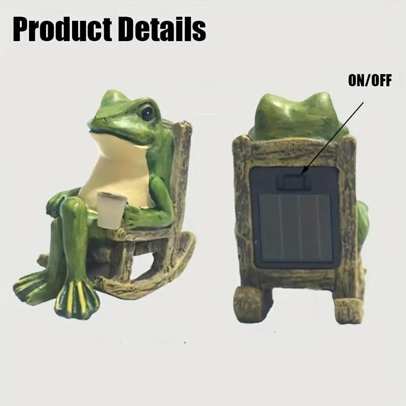 Solar Powered Mini Frog Garden Statue, Frog Design Garden Decoration, Garden Sculpture for Indoor & Outdoor Decor, Ideal Gift for Halloween & Christmas, Decorative, Garden Accessories
