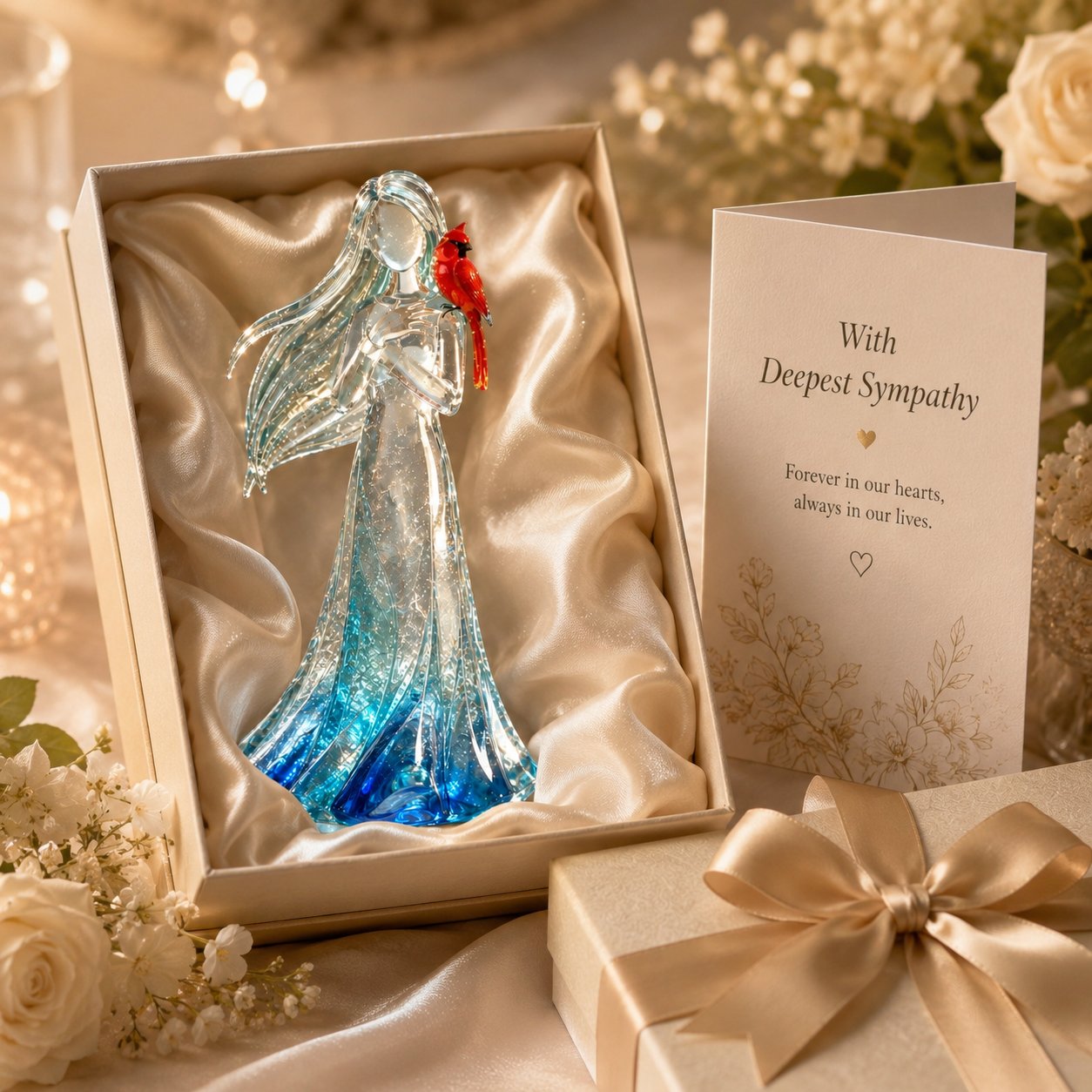 Cardinal memorial figurine presented as a sympathy gift