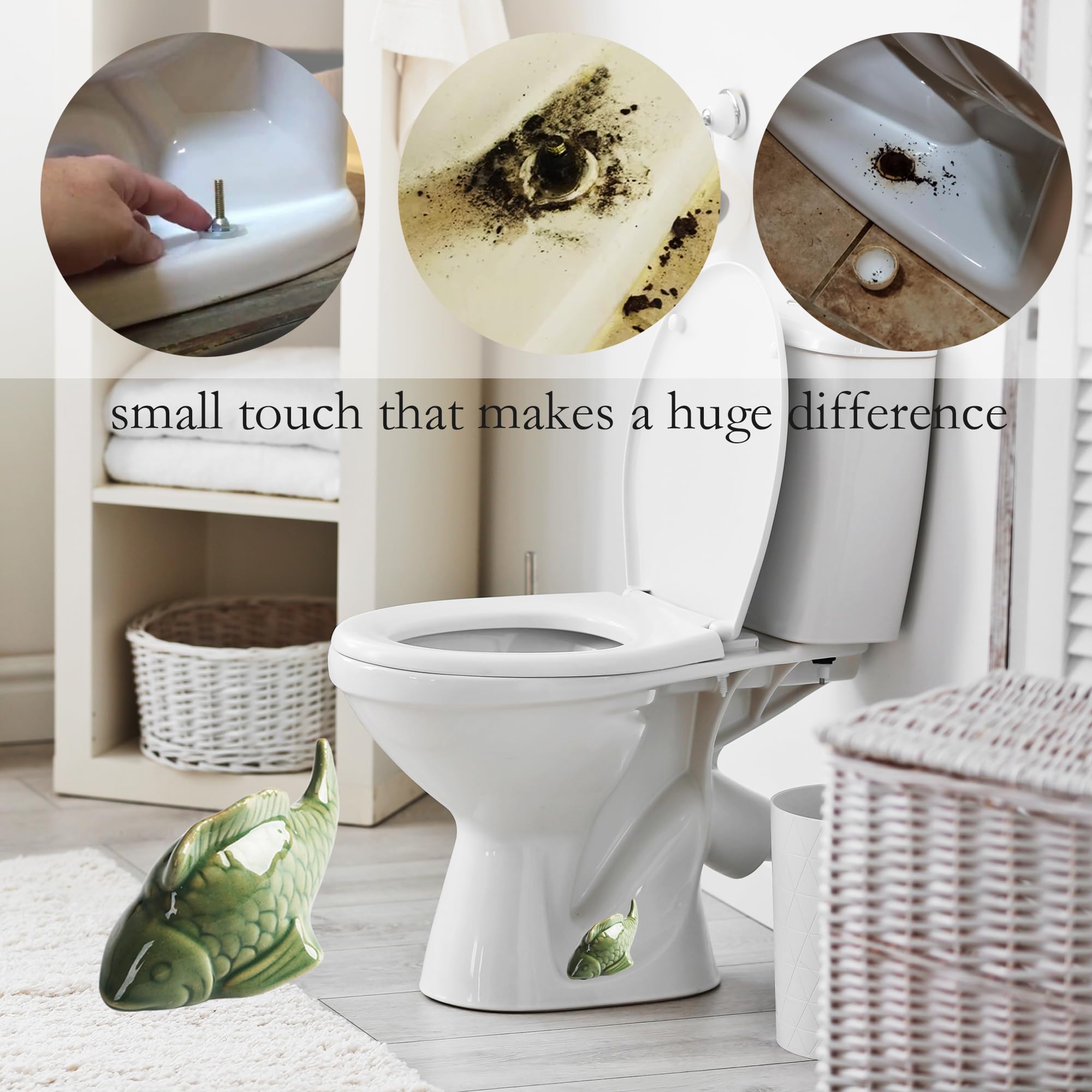 Before and after toilet bolt area comparison