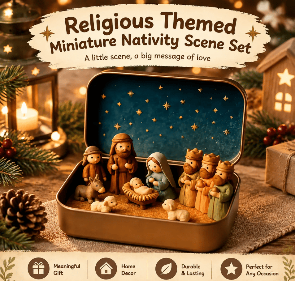 Holy Night Nativity Scene option displayed in its open storage box