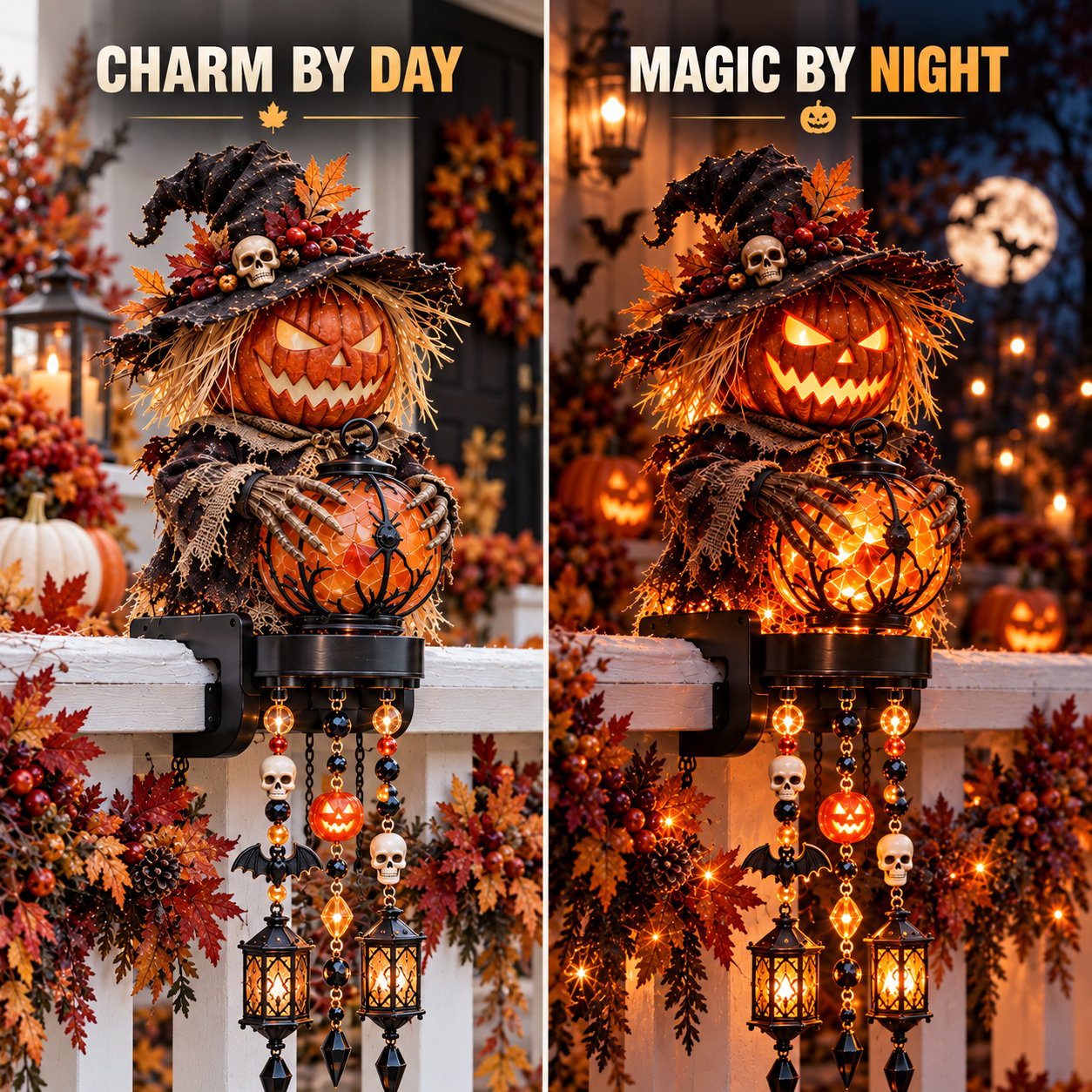 Halloween Railing Lights After Dark