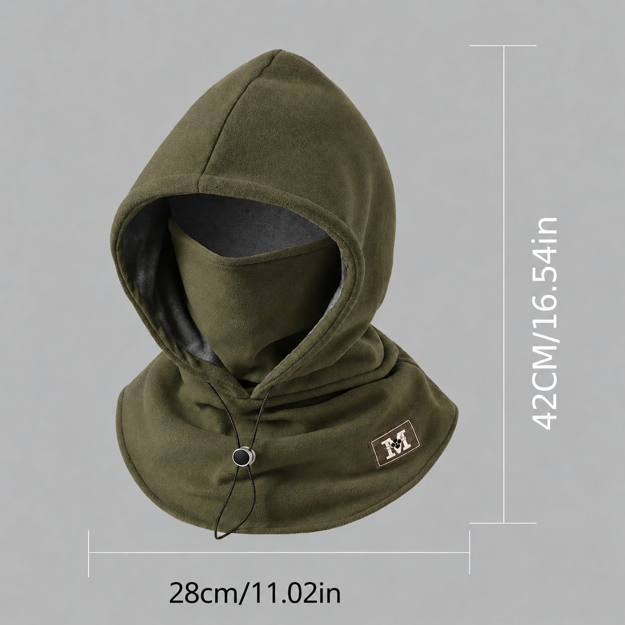 Hooded winter hat size and coverage