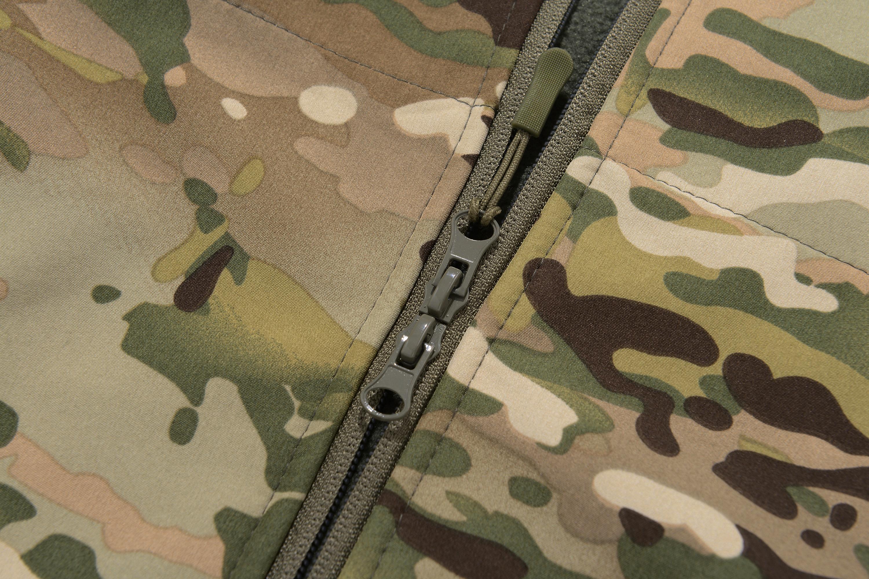 Outdoor jacket hood and upper body detail