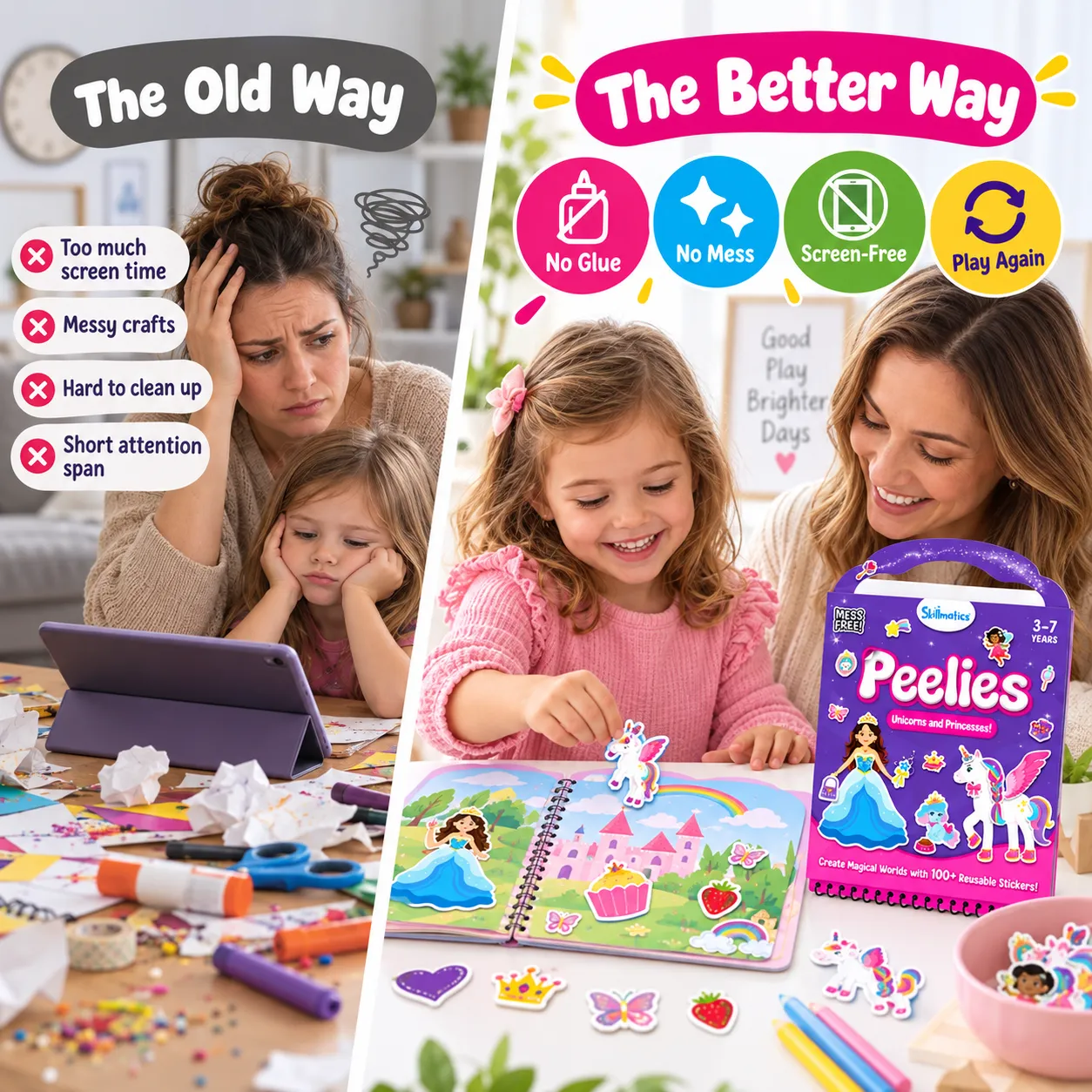 Children creating with reusable stickers