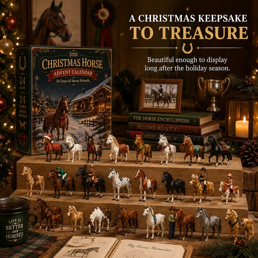 Mother and daughter enjoying horse advent calendar