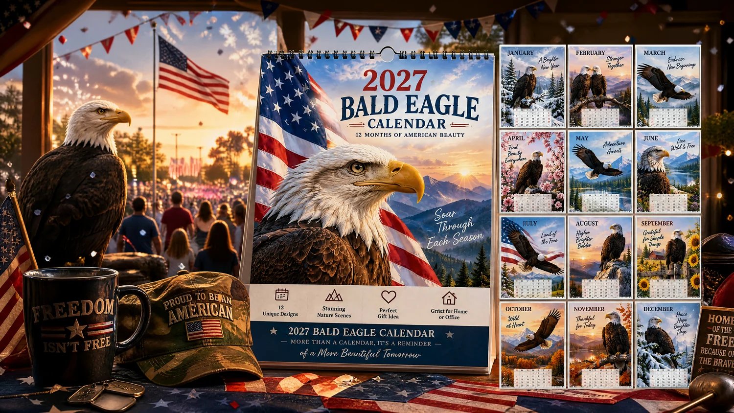 Seasonal Bald Eagle Calendar Design
