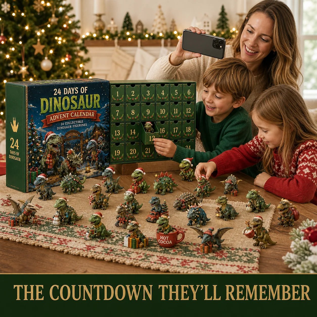 Dinosaur Advent Calendar home Christmas display