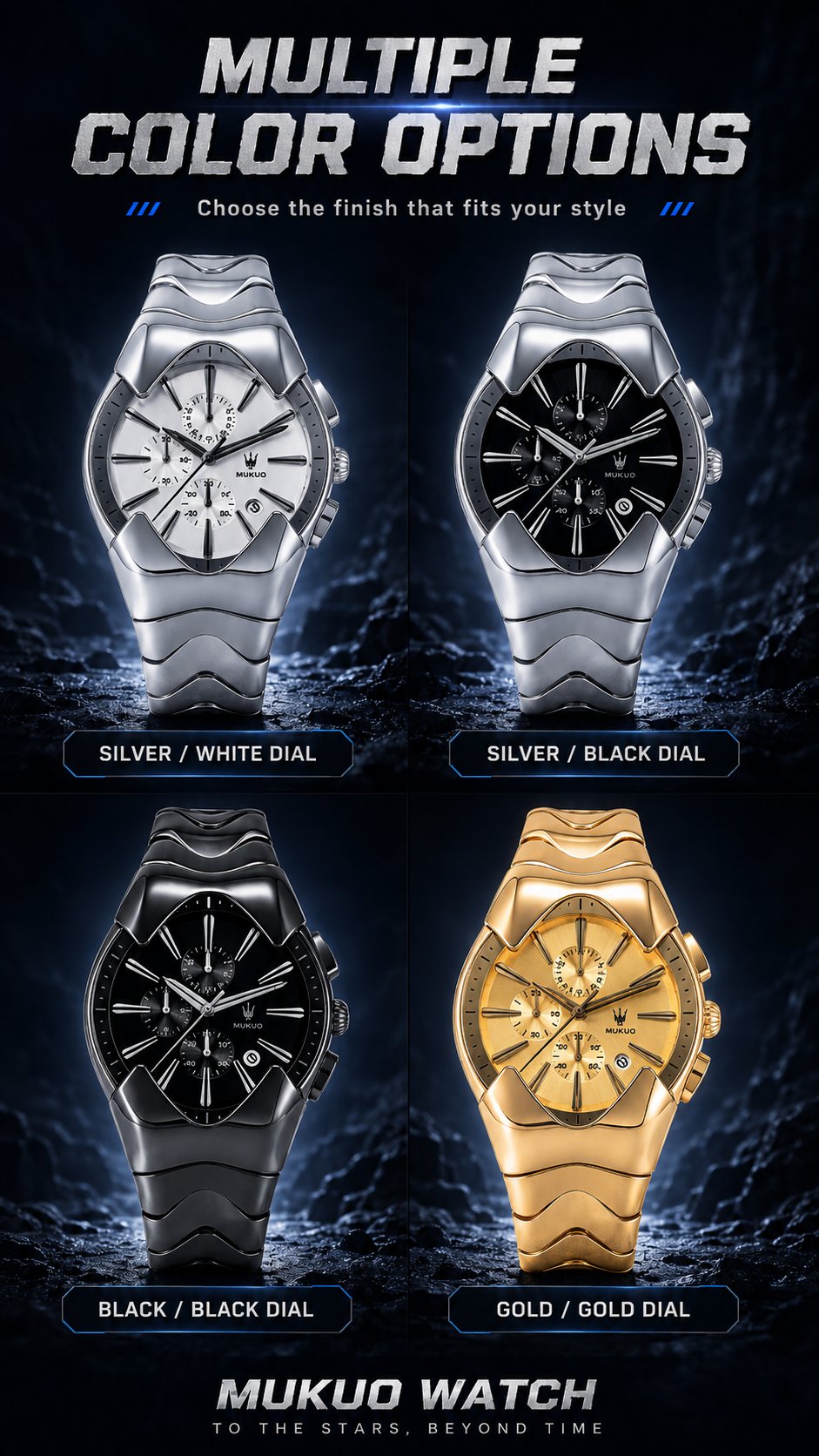 Watch design inspired by flowing metallic motion