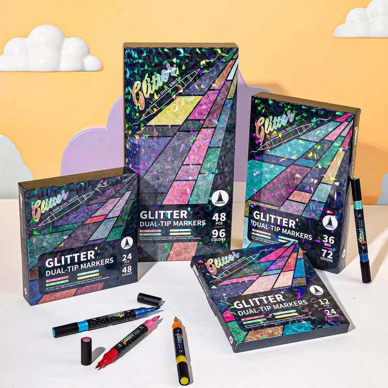 🎨Glitter Effect Brush Markers🥇 : Create Sparkling Art Smoothly 🥳(🌈24-96 ...