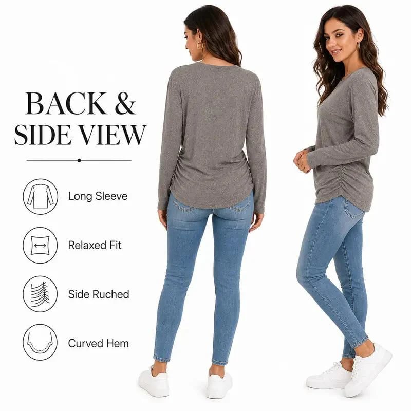 Side ruching top full outfit view