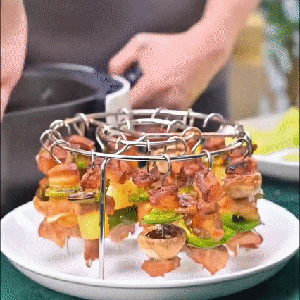 Step by step air fryer skewer grilling process