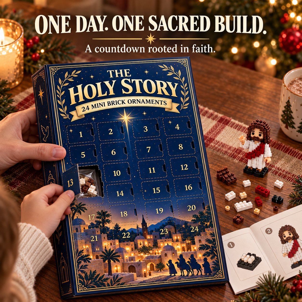 Faith-inspired Advent calendar mini brick builds