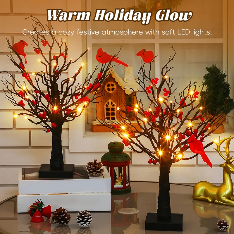 🔥Hot Sale 49% OFF🔥Vintage Glowing Cardinal Tree With Berries