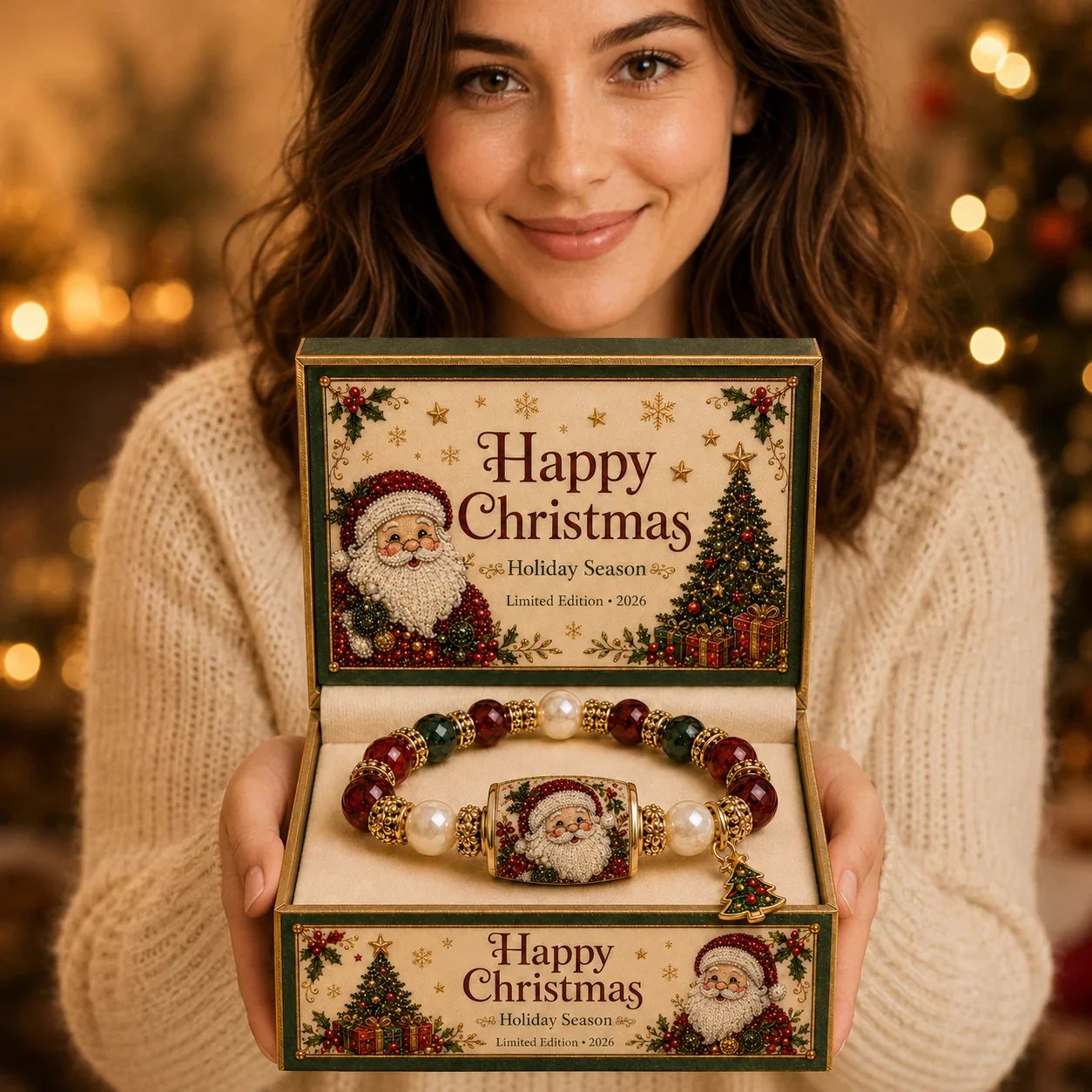 Christmas bracelet presented as a holiday gift