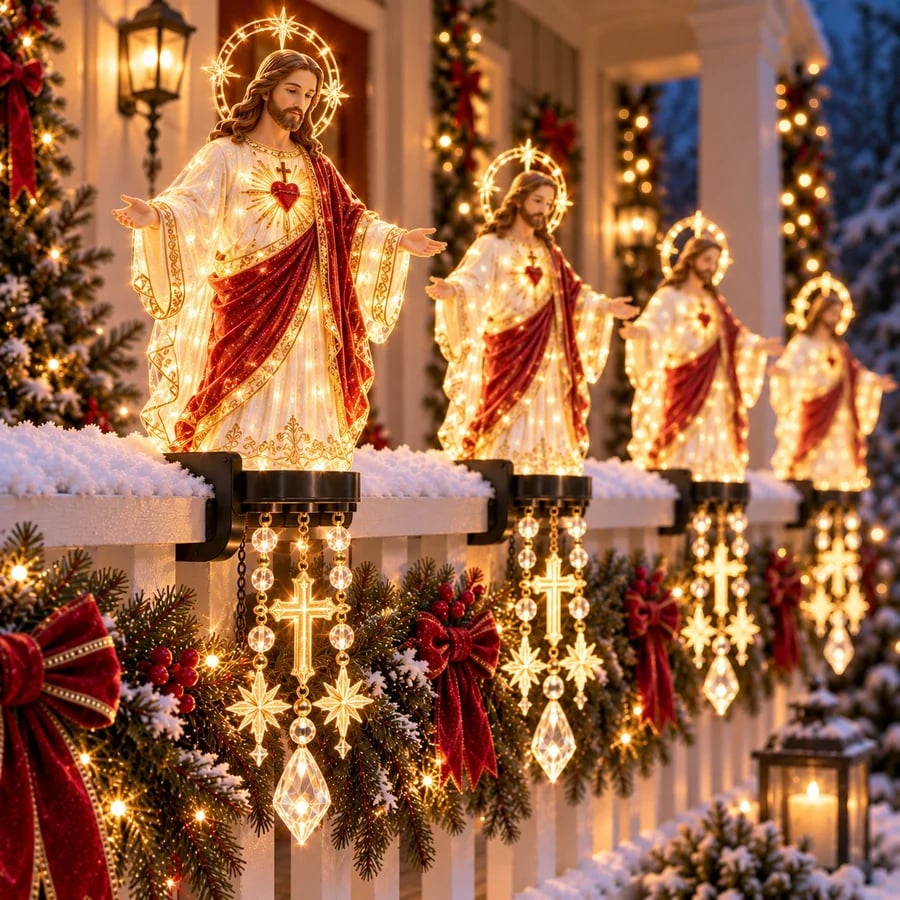 Jesus Sacred Christmas Railing Light