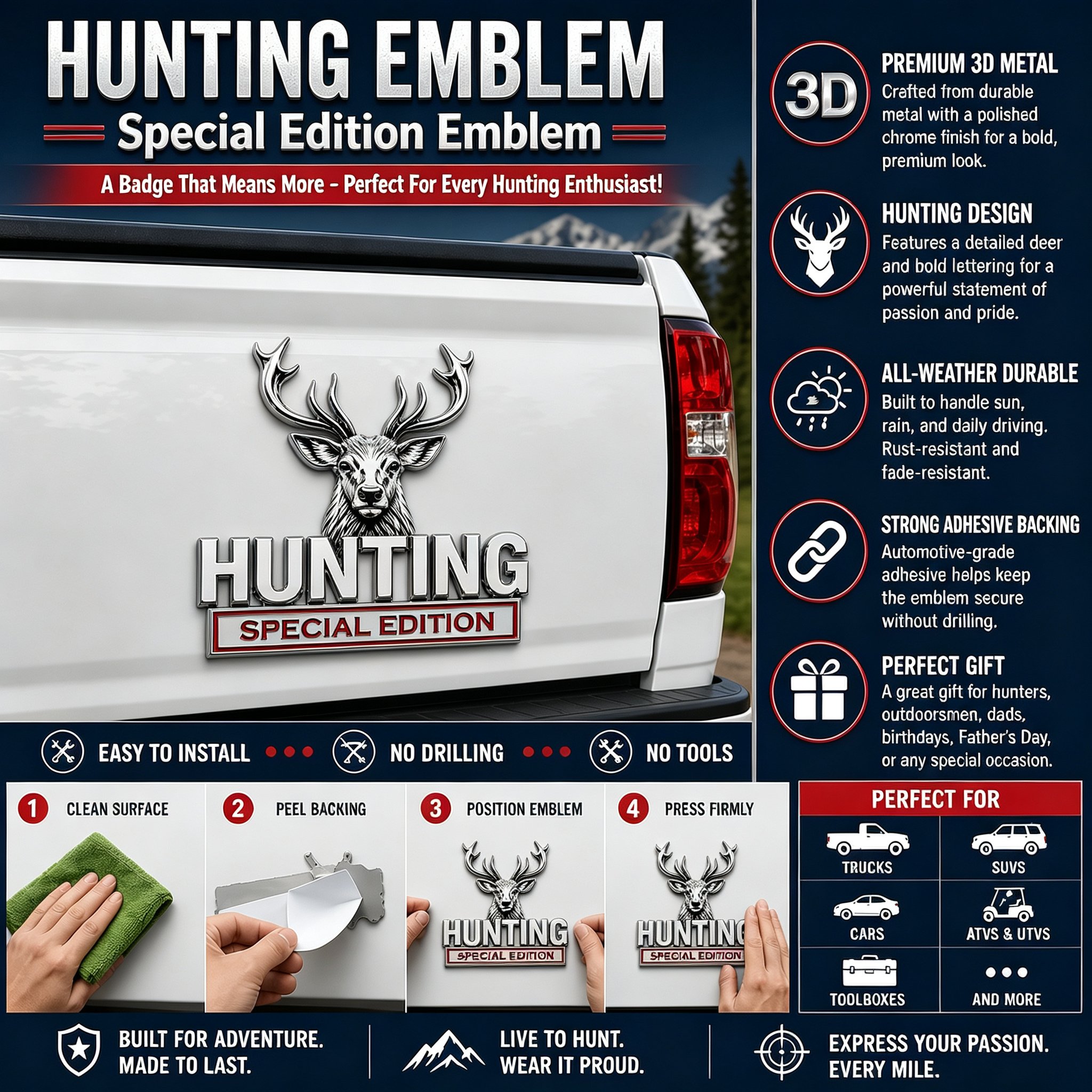 Hunting Special Edition metal emblem product details