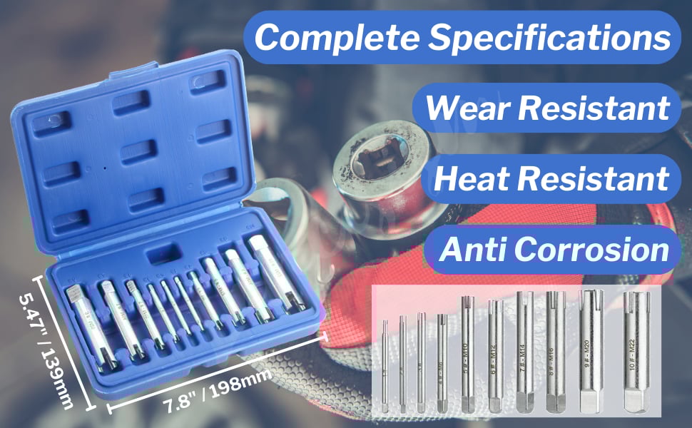 Broken Tap Extractor HSS Removal Tools Kit, Stripped Screw Extractors with Box, 3 Flute & 4 Flute