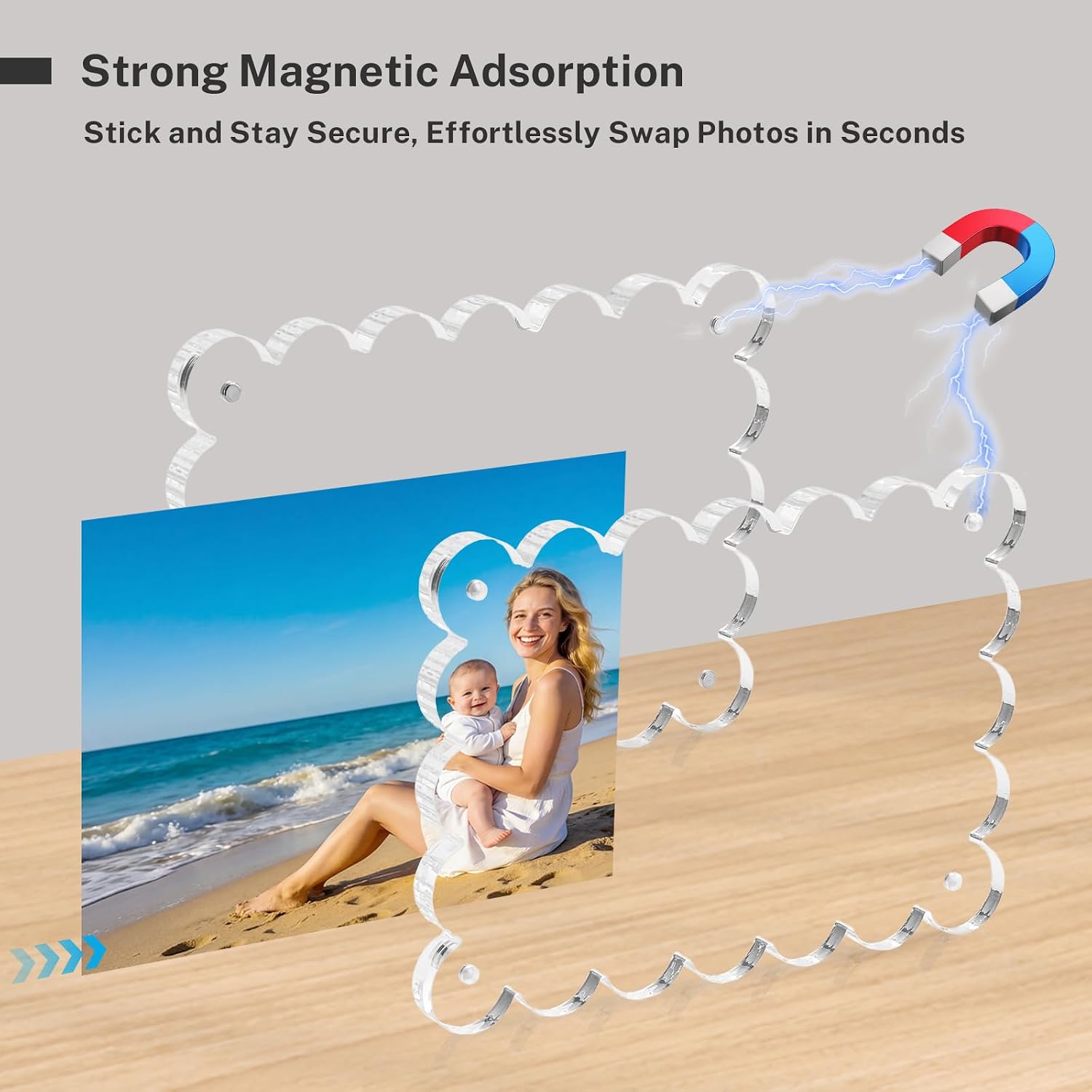Magnetic photo frame easy replacement