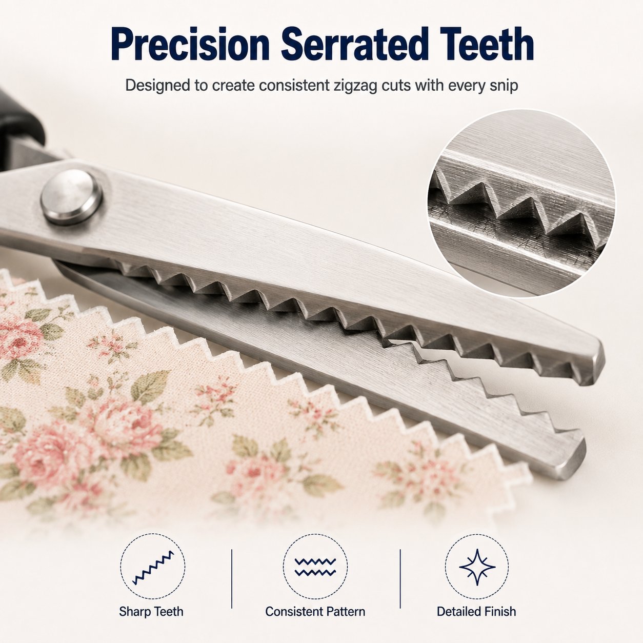 Five millimeter serrated stainless steel pinking shear blades