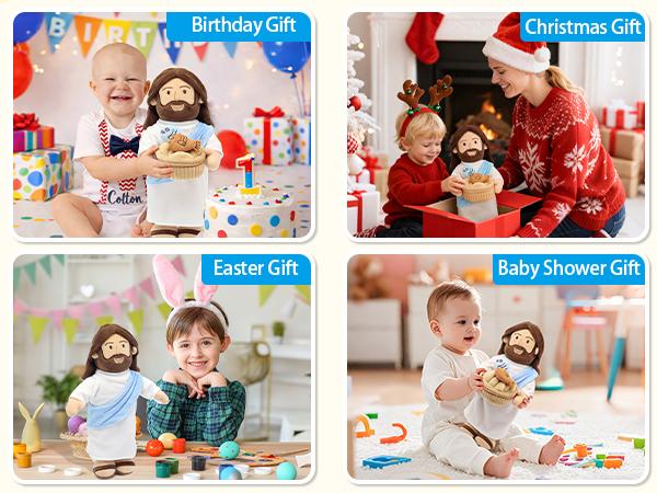 Interactive singing Jesus plush presented as a Christian faith gift