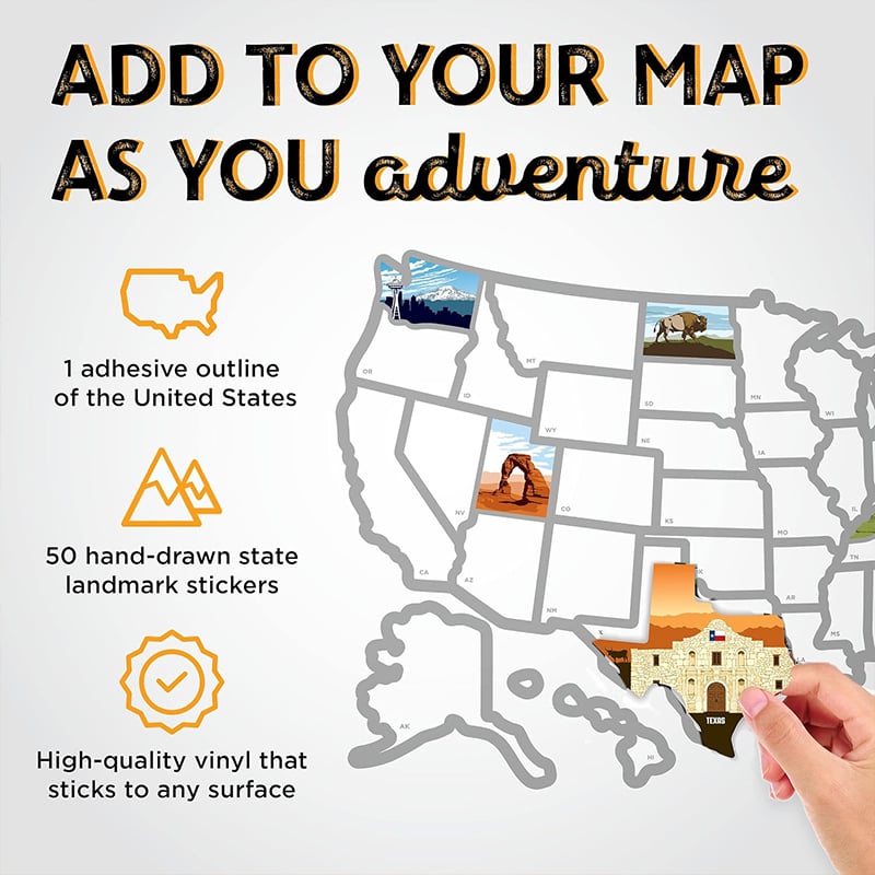 Illustrated state travel stickers